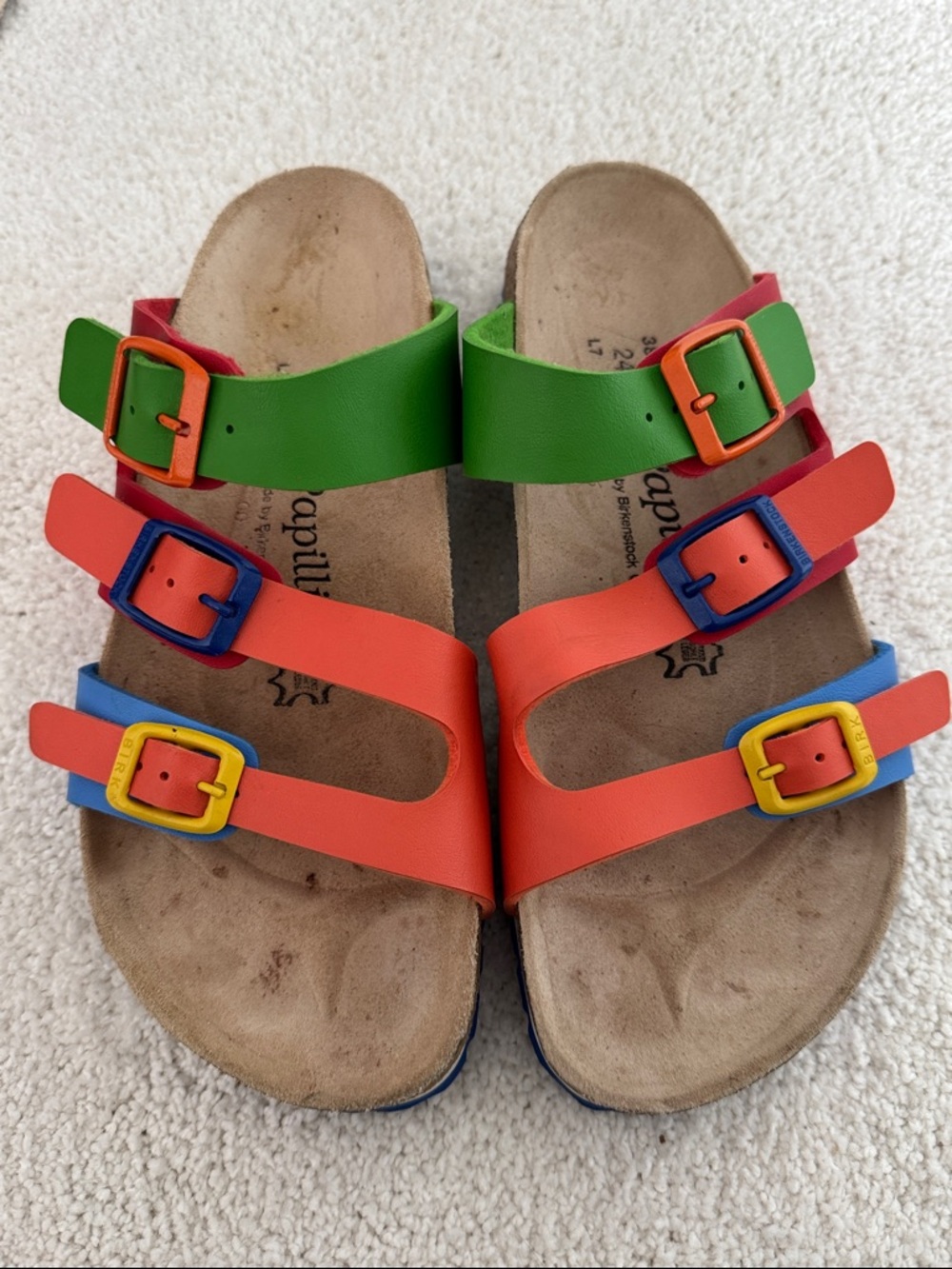 Rare Vintage Birkenstock Papillio Colorful Triple-Strap Sandals